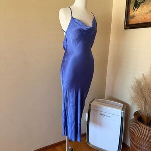 Rat and Boa Satin MIDI Dress Blue Purple